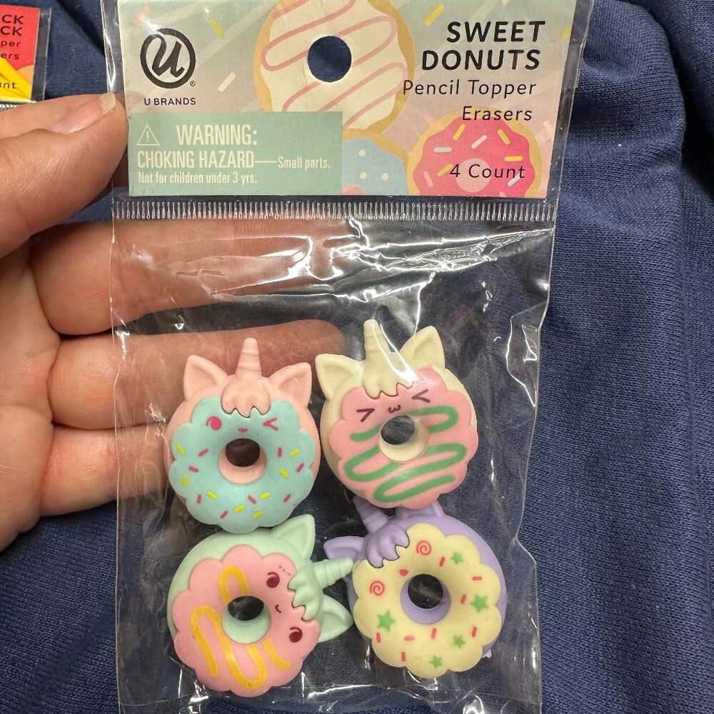 Pack of 9 Sweet Donuts Pencil Top Erasers - 36 Total Erasers